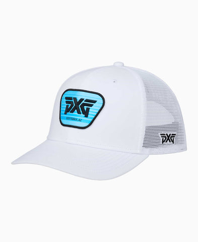 PXG Scottsdale Trucker Snapback Hat White/blue logo